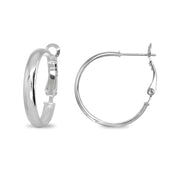 Sterling Silver Polished 4x30mm Round Clutchless Small Hoop Earrings