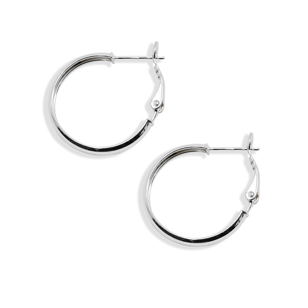 Sterling Silver Polished 4x30mm Round Clutchless Small Hoop Earrings-2