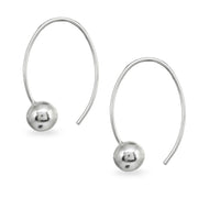 Sterling Silver Polished Upside Down Bead Wire Open Hoop Earrings