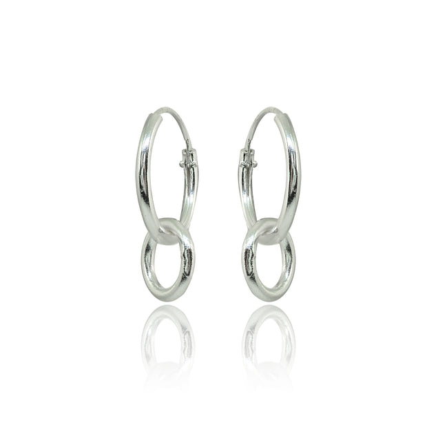 Sterling Silver Polished Interlocking Double Circle Dainty Endless Hoop Earrings