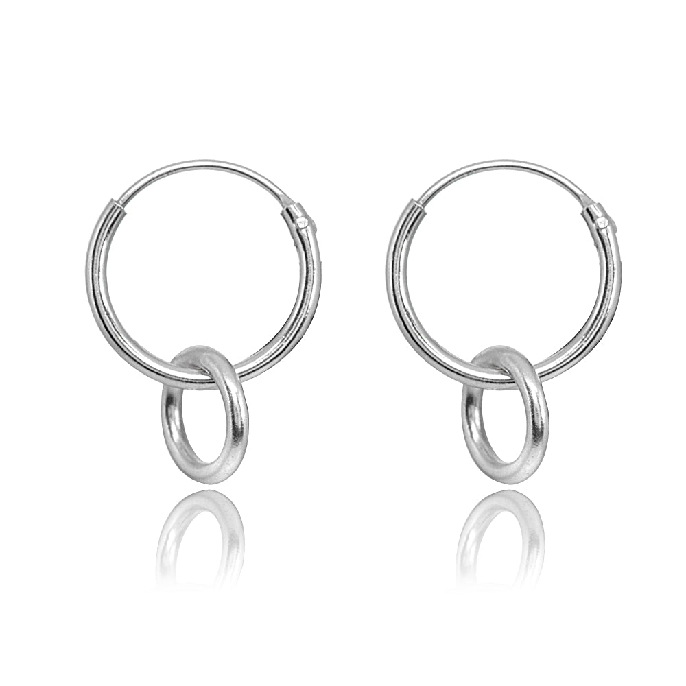 Sterling Silver Polished Interlocking Double Circle Dainty Endless Hoop Earrings-2