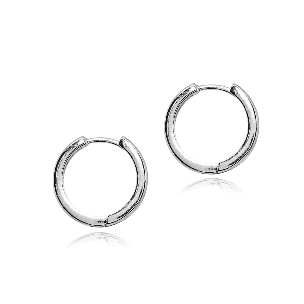 Sterling Silver 2x16mm Polished Simple Dainty Small Hoop Earrings-2