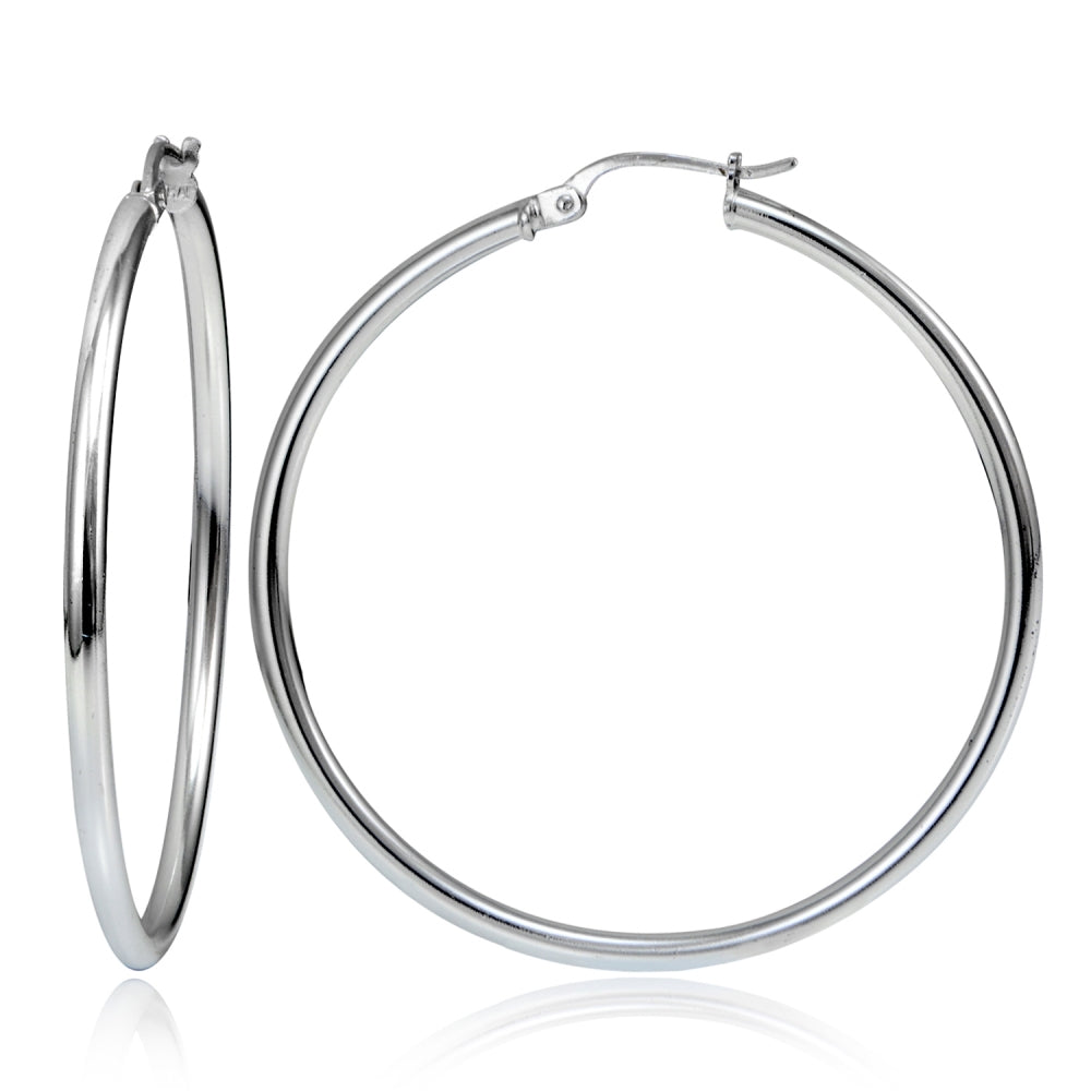 Sterling Silver 50mm Round Hoop Earrings