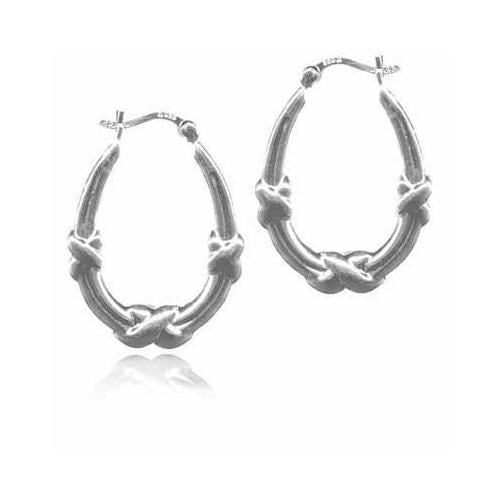 Sterling Silver X and Bar Hoop Earrings