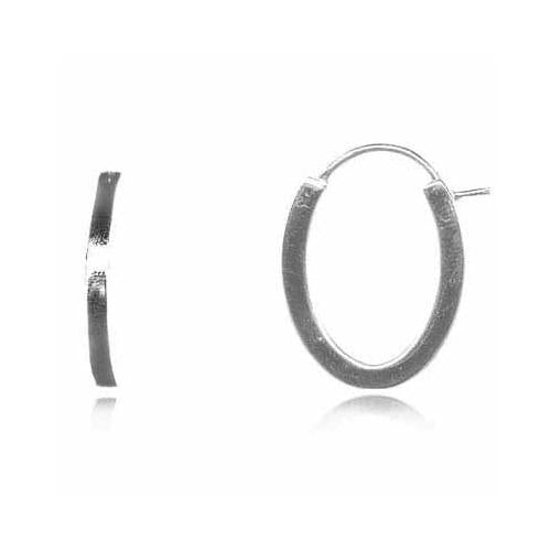Sterling Silver Sleek Oval Hoop Earrings