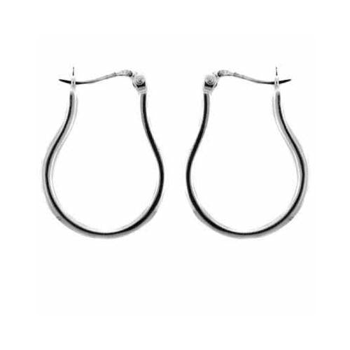 Sterling Silver Pear Shaped Hoop Clip Back Earrings