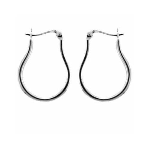 Sterling Silver Pear Shaped Hoop Clip Back Earrings