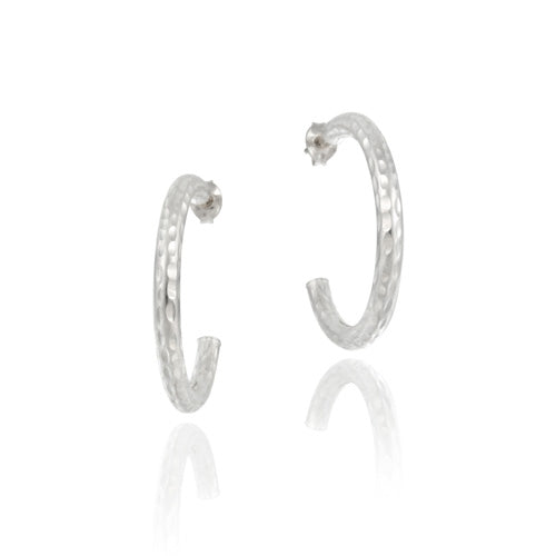 Sterling Silver Sparkling Half-Hoop Earrings