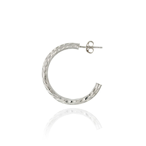 Sterling Silver Sparkling Half-Hoop Earrings-2