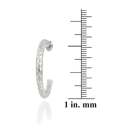 Sterling Silver Sparkling Half-Hoop Earrings-3