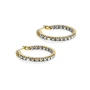 Yellow Sterling Silver Round Inside Out Diamond Accent 17mm Hoop Earrings, JK-I3