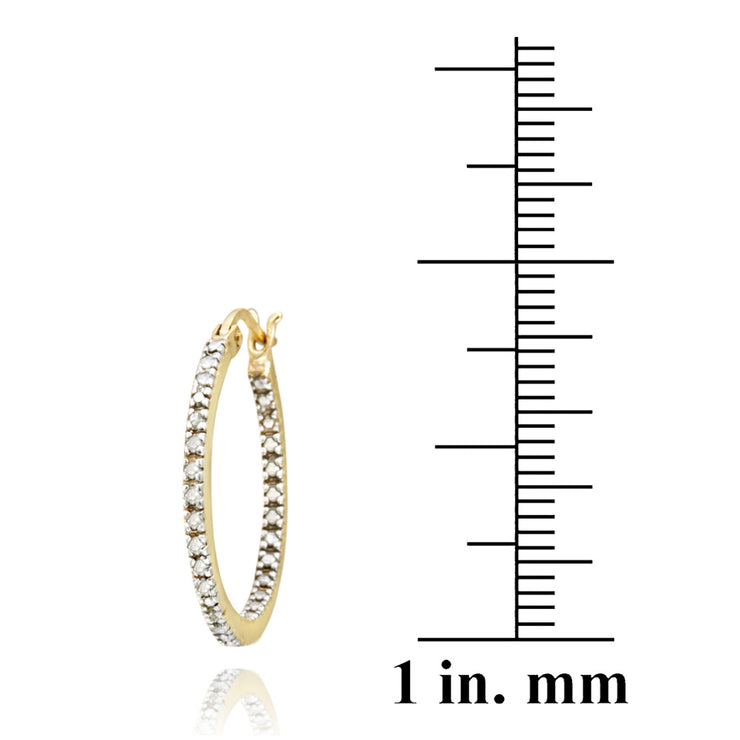 18K Gold over Sterling Silver 1/5 ct Diamond Inside-Out 20mm Hoop Earrings