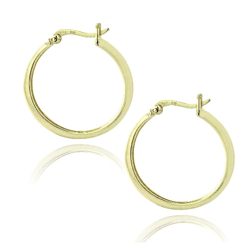 Gold Tone over Sterling Silver 5/8ct Citrine 25mm Round Hoop Earrings-2