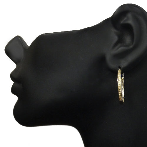 Gold Tone over Sterling Silver 5/8ct Citrine 25mm Round Hoop Earrings-4