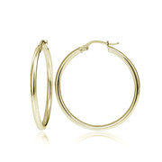 Yellow Gold Flashed Sterling Silver 2x25mm  High Polished Round Hoop Earrings, 1" Diameter