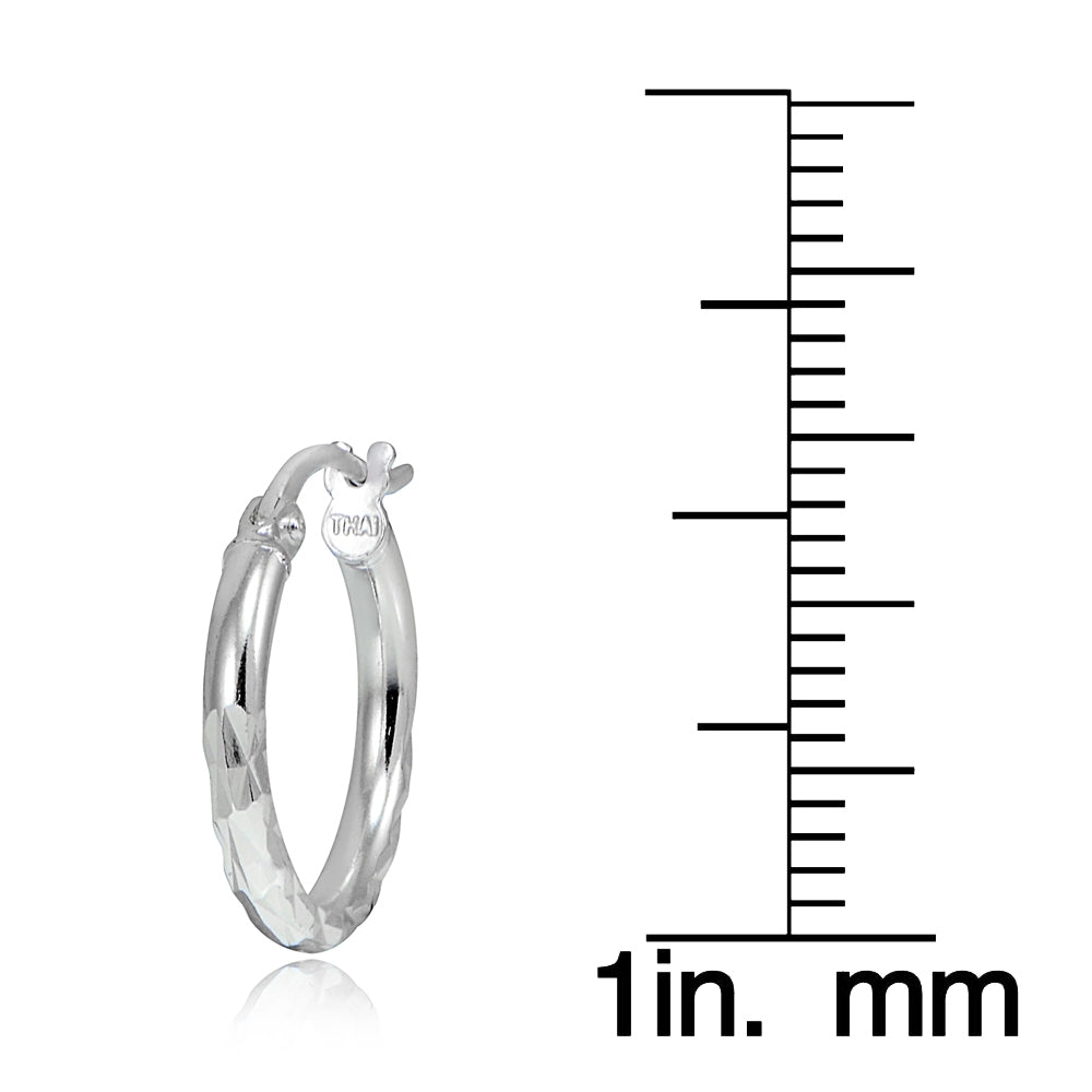 Gold Tone Over Sterling Silver Diamond-Cut Round Hoop Earrings, 15mm-3