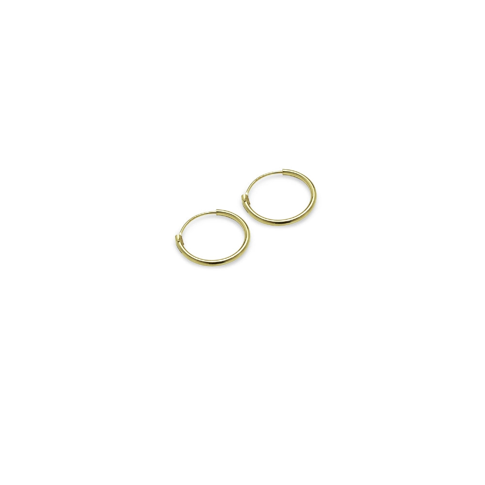 Gold Tone over Sterling Silver 1.2mm Endless Hoop Earrings, 10mm-2
