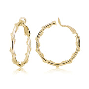 Gold Tone over Sterling Silver Chain Wrap Clip-On Hoop Earrings, 25mm