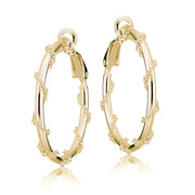 Gold Tone over Sterling Silver Chain Wrap Clip-On Hoop Earrings, 30mm