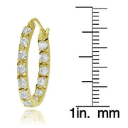 Gold Tone over Sterling Silver Cubic Zirconia 20mm Inside-Out Oval Hoop Earrings