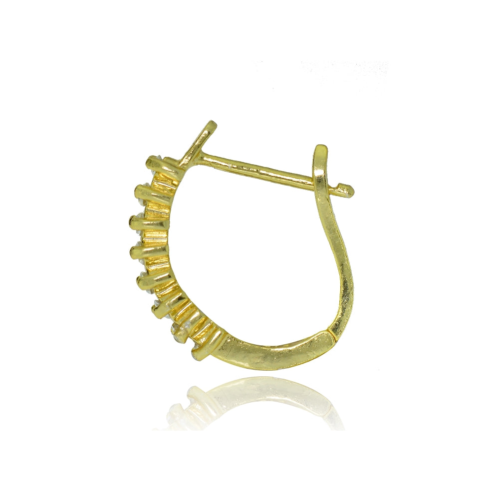 Gold Tone over Sterling Silver Cubic Zirconia Huggie Huggie J-Hoop Earrings, 12mm-2