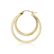 Gold Tone over Sterling Silver Square-Tube Triple Round Hoop Earrings