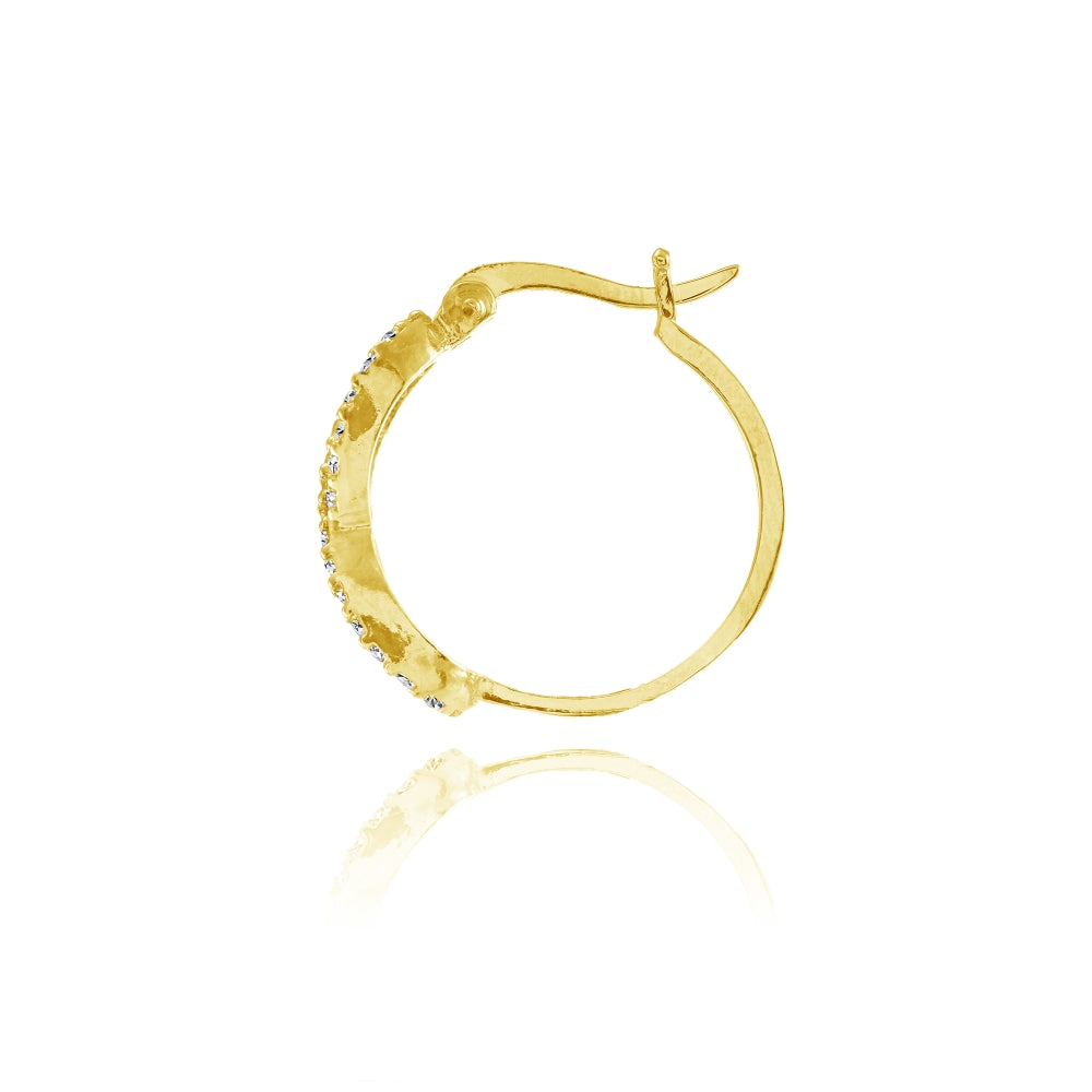 Yellow Gold Flashed Sterling Silver Cubic Zirconia Infinity Figure 8 Hoop Earrings-2