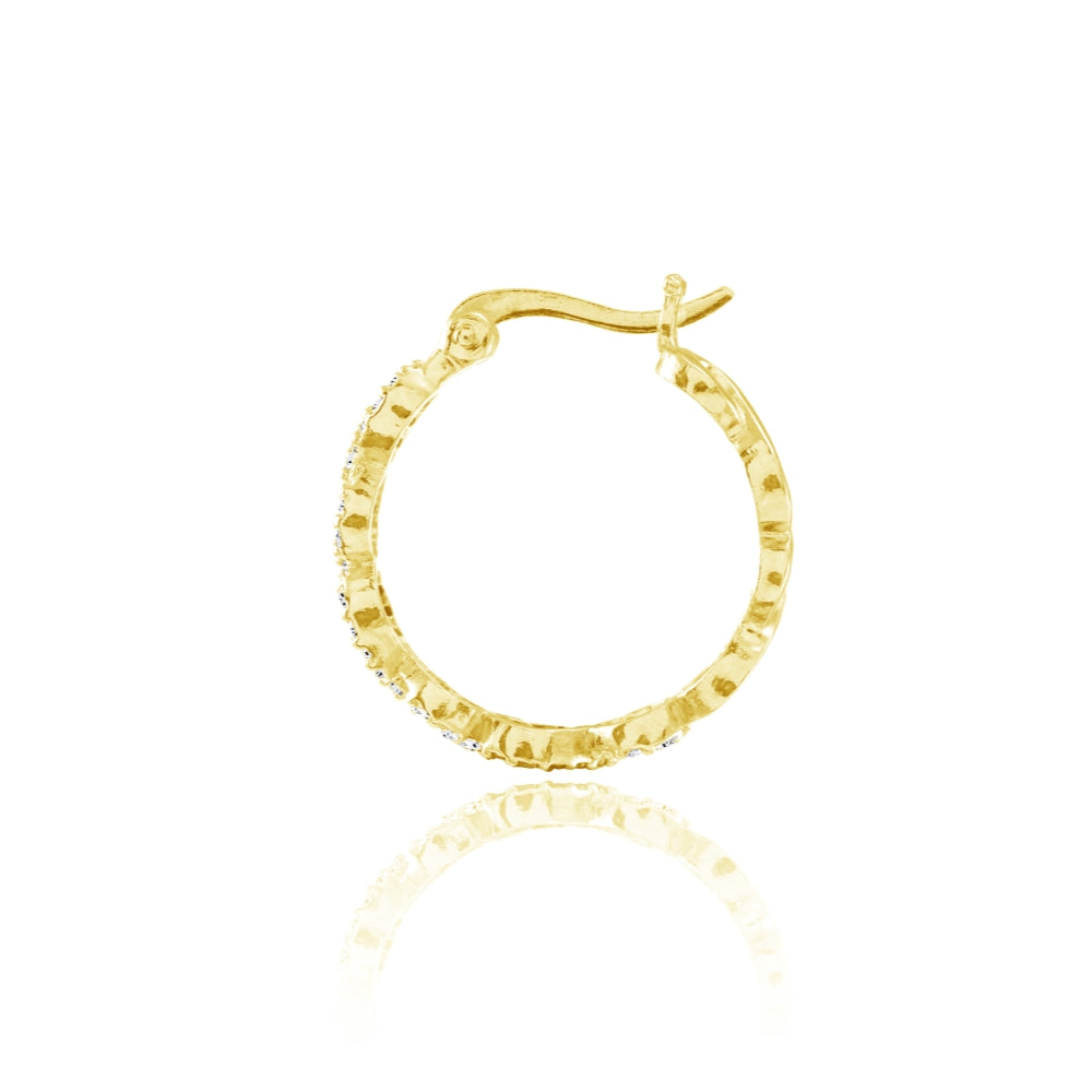 Yellow Gold Flashed Sterling Silver Cubic Zirconia Continuous Infinity Hoop Earrings-2