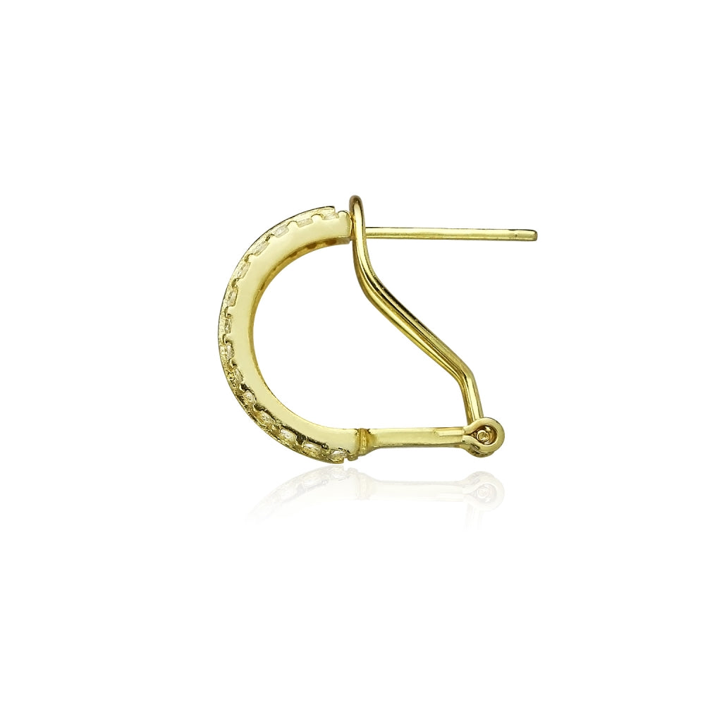 Yellow Gold Flashed Sterling Silver Multi-Color Cubic Zirconia Channel-Set Half Hoop Earrings-3