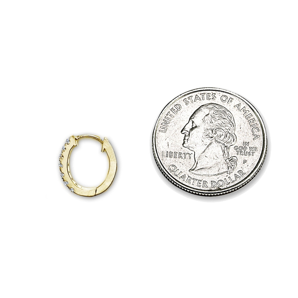 Gold Flash Sterling Silver Tiny Small 15mm Prong-set Cubic Zirconia Oval Huggie Hoop Earrings-4