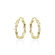 Yellow Gold Flashed Sterling Silver Chain Wrap Click-Top Hoop Earrings, 25mm