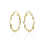 Yellow Gold Flashed Sterling Silver Chain Wrap Click-Top Hoop Earrings, 30mm