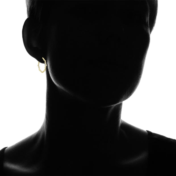 Yellow Gold Flashed Sterling Silver Chain Wrap Click-Top Hoop Earrings, 30mm