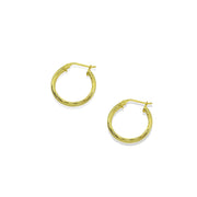 Yellow Gold Flashed Sterling Silver Polished 3x15mm Twist Half Round Click-Top Small Hoop Earrings