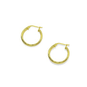 Yellow Gold Flashed Sterling Silver Polished 3x20mm Twist Half Round Click-Top Small Hoop Earrings