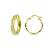 Yellow Gold Flashed Sterling Silver Polished 3x20mm Round Click-Top Small Hoop Earrings