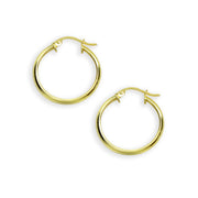Yellow Gold Flashed Sterling Silver Polished 3x20mm Round Click-Top Small Hoop Earrings
