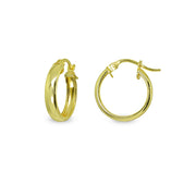 Yellow Gold Flashed Sterling Silver Polished 4x20mm Round Click-Top Small Hoop Earrings