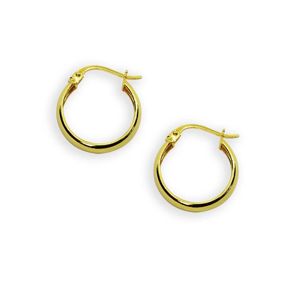 Yellow Gold Flashed Sterling Silver Polished 4x20mm Round Click-Top Small Hoop Earrings-2