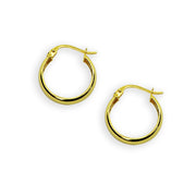 Yellow Gold Flashed Sterling Silver Polished 4x20mm Round Click-Top Small Hoop Earrings