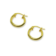 Yellow Gold Flashed Sterling Silver Polished 3x15mm Half Round Click-Top Small Hoop Earrings