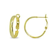 Yellow Gold Flashed Sterling Silver Polished 4x25mm Round Clutchless Small Hoop Earrings