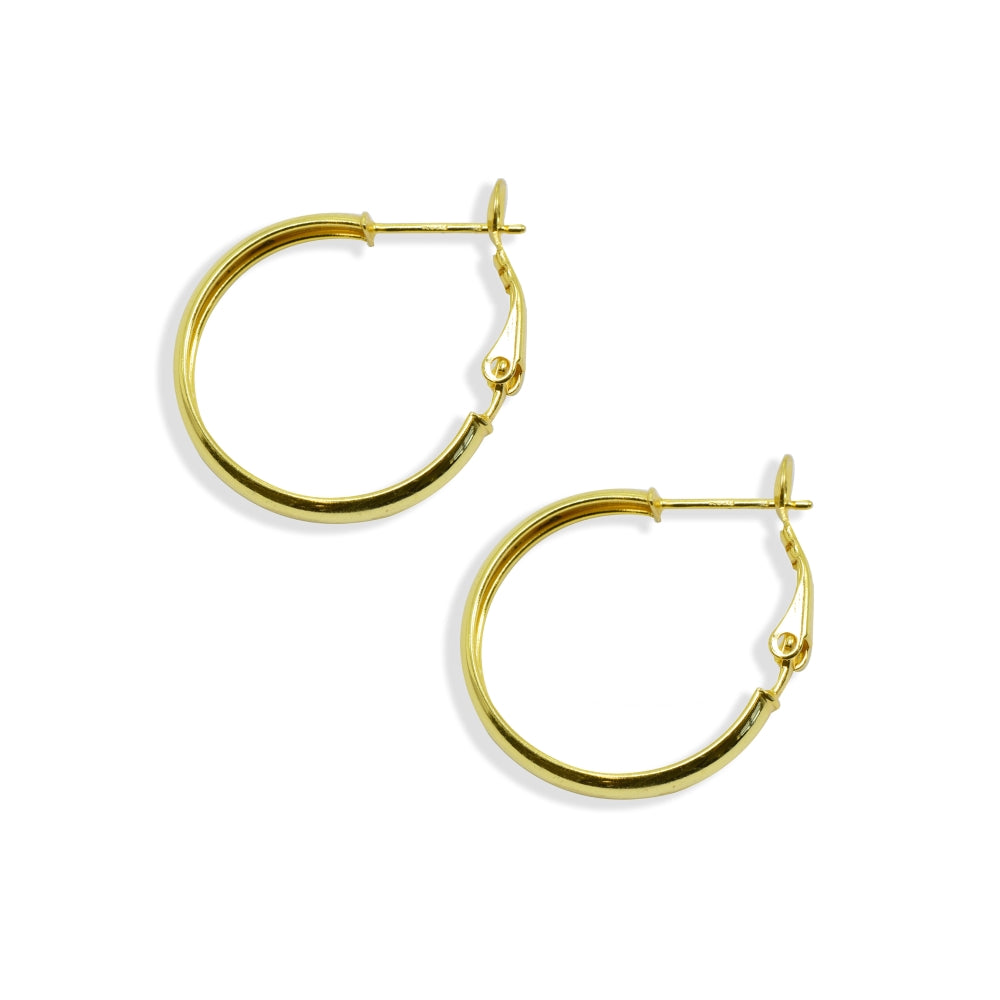 Yellow Gold Flashed Sterling Silver Polished 4x25mm Round Clutchless Small Hoop Earrings-2