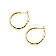 Yellow Gold Flashed Sterling Silver Polished 4x25mm Round Clutchless Small Hoop Earrings