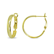 Yellow Gold Flashed Sterling Silver Polished 4x30mm Round Clutchless Small Hoop Earrings