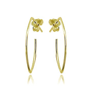 Yellow Gold Flashed Sterling Silver Polished Marquise Shape Drop Hoop Earrings