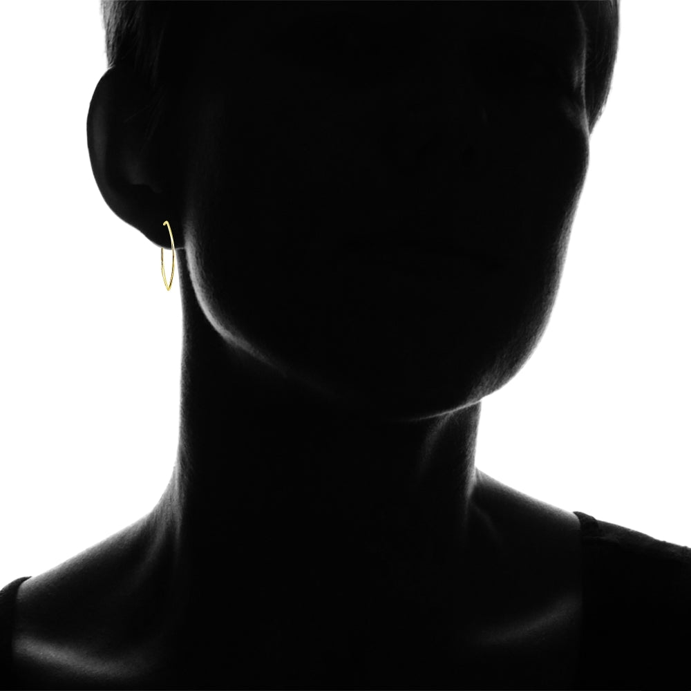 Yellow Gold Flashed Sterling Silver Polished Marquise Shape Drop Hoop Earrings-3