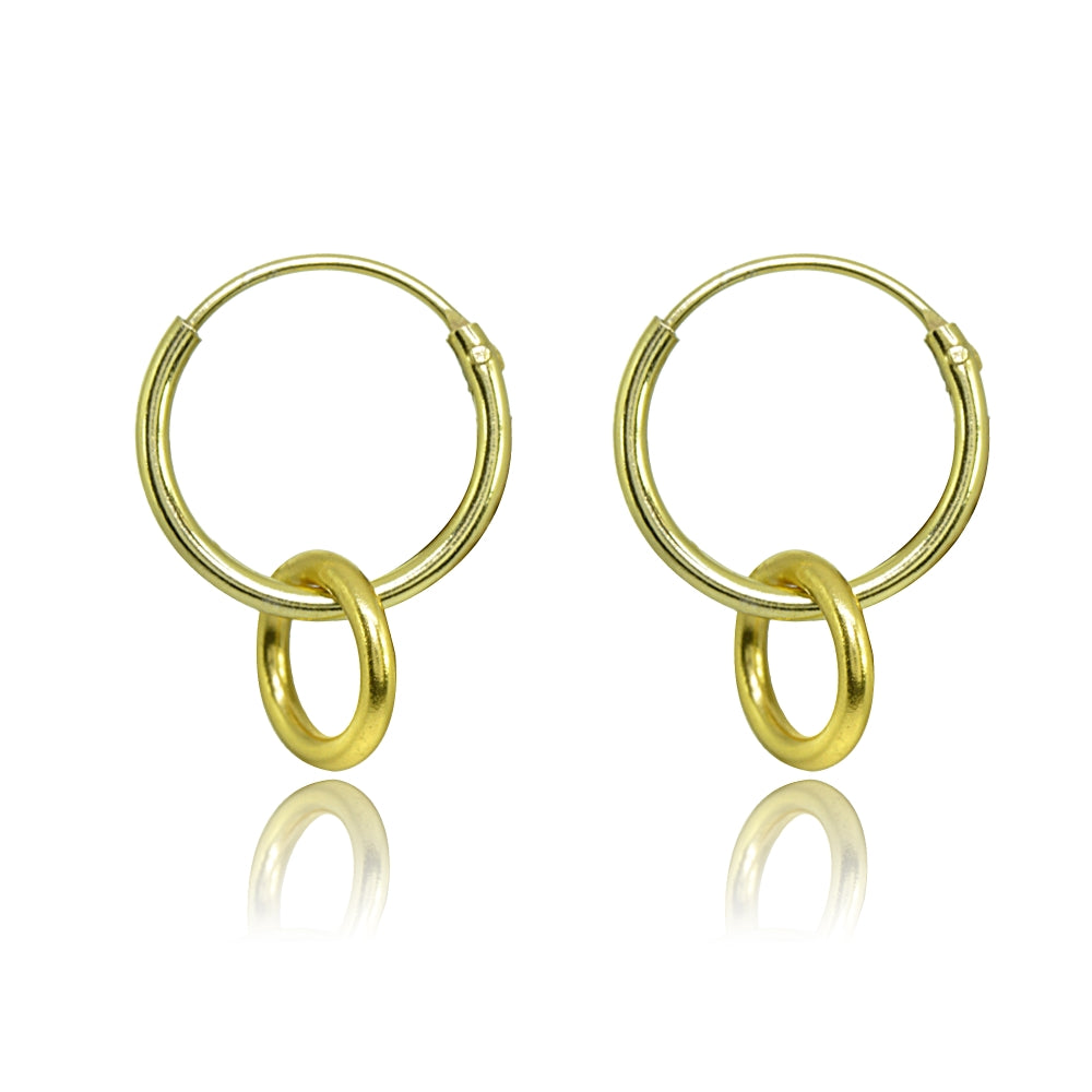 Yellow Gold Flashed Sterling Silver Polished Interlocking Double Circle Dainty Endless Hoop Earrings-2