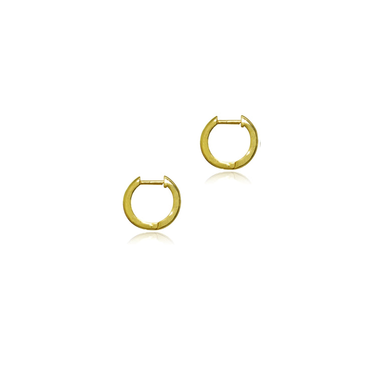 Yellow Gold Flashed Sterling Silver 2x10mm Polished Simple Dainty Small Hoop Earrings