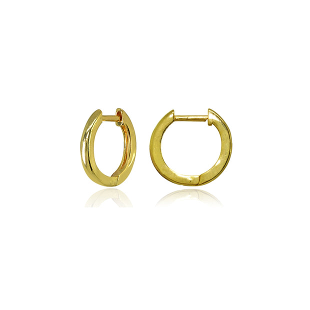 Yellow Gold Flashed Sterling Silver 2x12mm Polished Simple Dainty Small Hoop Earrings